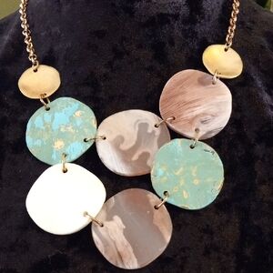 Statment Multi-Color Disc Bib Necklace. 20 In L